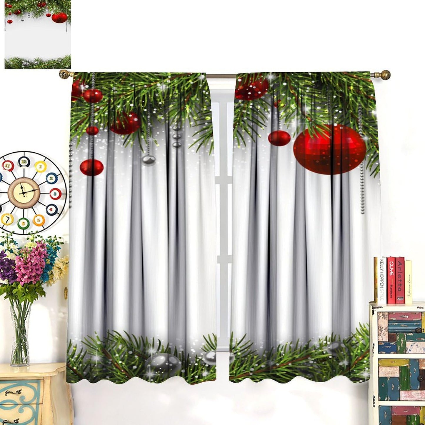 ICMOLYYENLO Winter Snowman & Snowflake Rod Pocket Curtains - Bedroom & Living Room Christmas Decoration - New Year Gift - 42x45 Inch Decor - 2 Piece Set