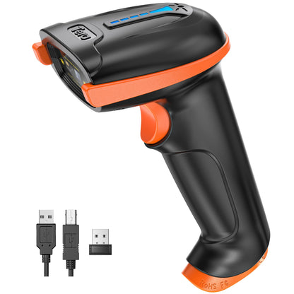 Tera Barcode Scanner Wireless with Battery Level Indicator Rechargeable 1D Laser Barcode Reader 2000mAh Battery, Design Patent: EU008489413, 5100