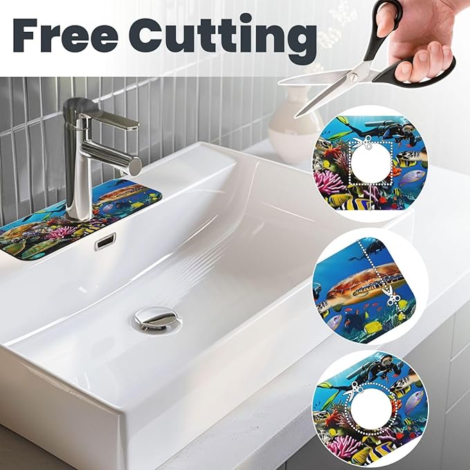 Marine turtle Kitchen sink faucet pad, strong water absorption, anti slip