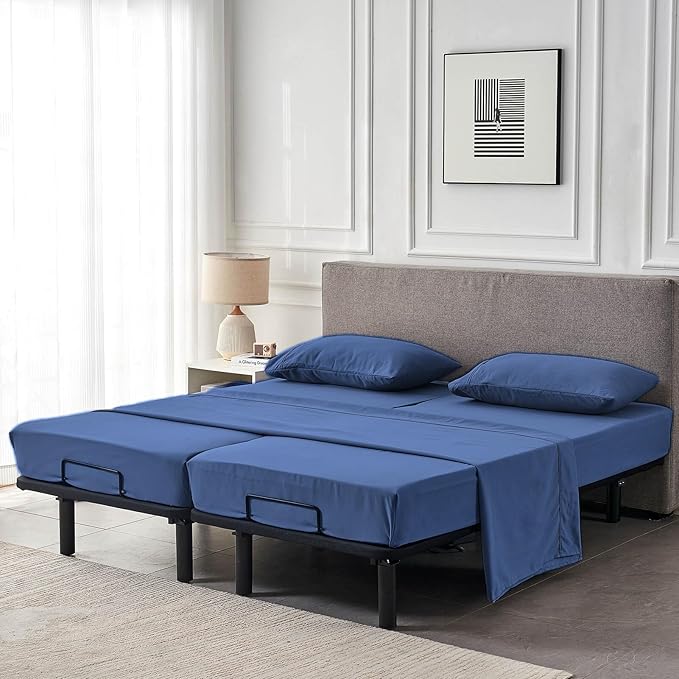 Kingnex Split Queen Sheets for Adjustable Bed Soft 1800 Microfiber 5 Pieces