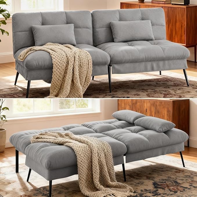 COMHOMA 72″ Futon Sofa Bed, Convertible Fabric Couch