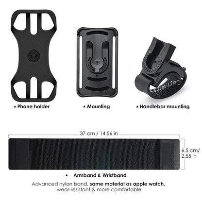 Cikyner Running Armband, Upgraded 3 in 1 Running Phone Holder Sports Armband Bicycle Phone Holder 360° Rotatable & Detachable Running Phone Armband for 4.5-7'' iPhone for Gym Running Hiking