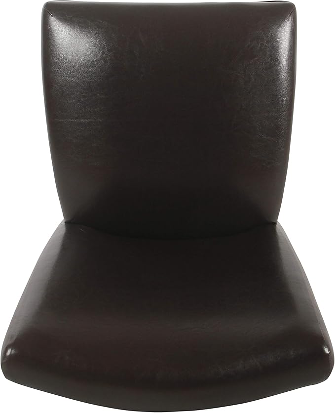 HomePop Parsons Upholstered Accent Dining Chair, Dark Brown Faux Leather