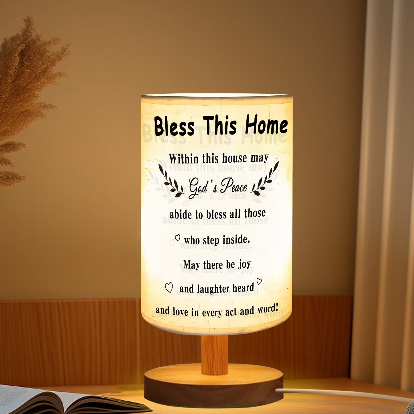 ZuEiiDop House Warming Gifts Bless This Home Table Lamp New Home Decor Housewarming Gifts for Men Women Friend Coworker New House Apartment Gift for First Time Home Buyers Homeowners Bedside Desk Lamp