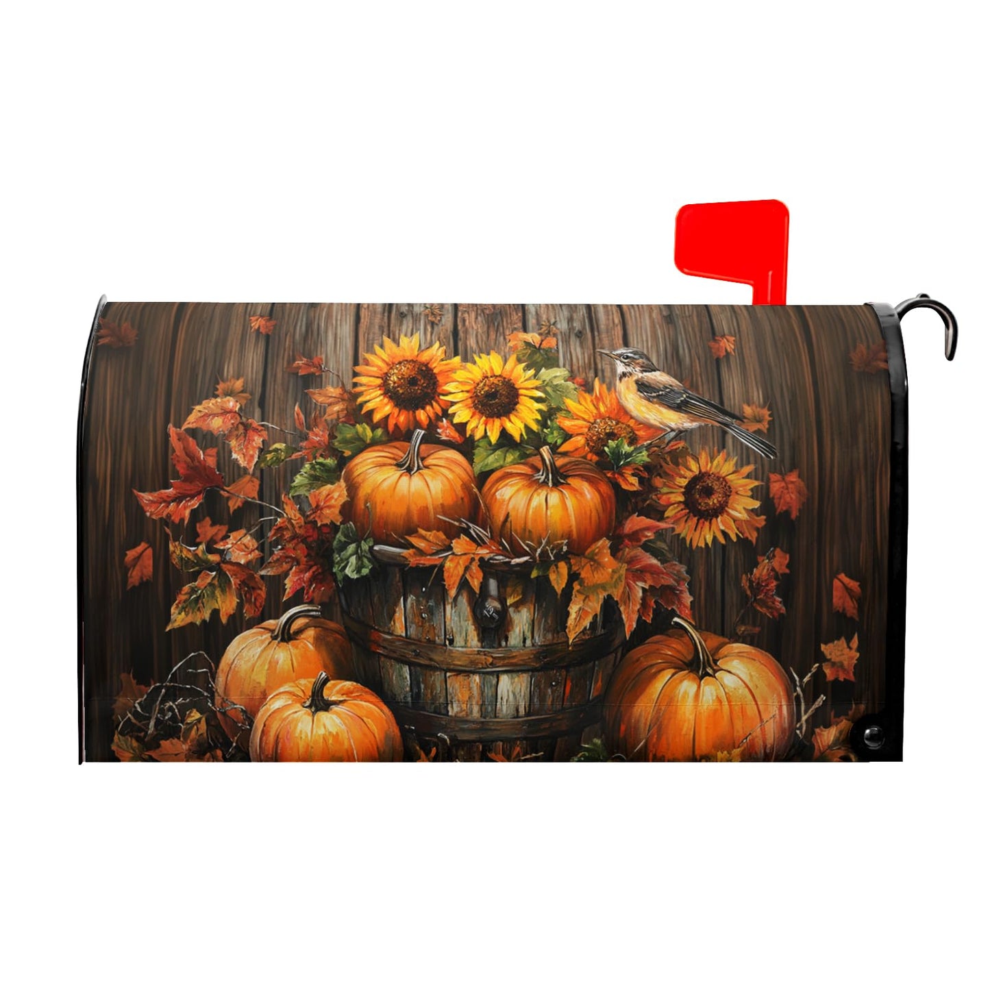 Fall Mailbox Covers Magnetic Standard Size 21x18 Inch Autumn Pumpkins Mailbox Wraps Thanksgiving Harvest Post Letter Box Cover Sunflowers Mailbox Post Protector for Home Garden Yard Outdoor Outside