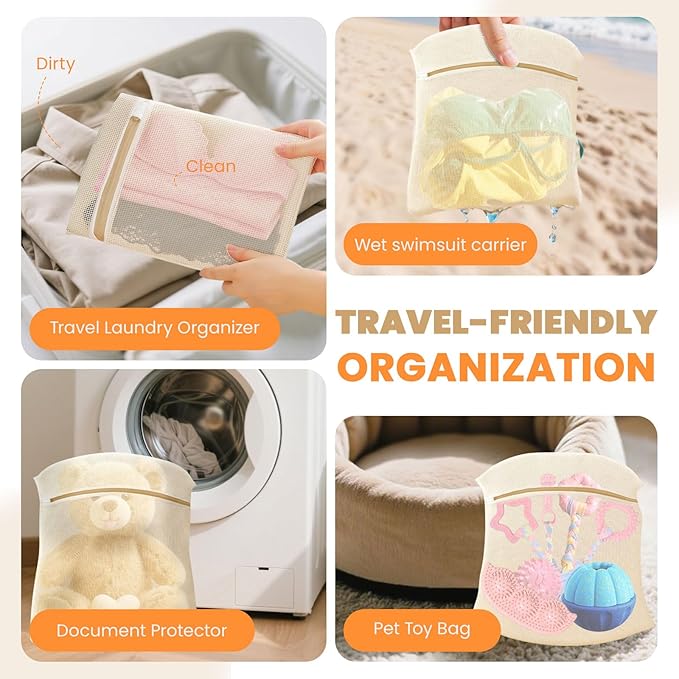 4Pcs Large Cotton Mesh Laundry Bags