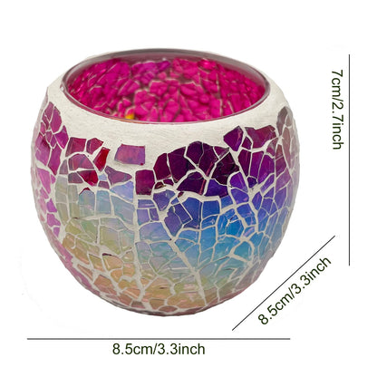 FlyEgg Romantic Mosaic Cracked Candle Holder,Candle Lamp Aromatherapy Candlescape Bowl for Valentine's Christmas Table Centerpiece,Party Decoration (Red)