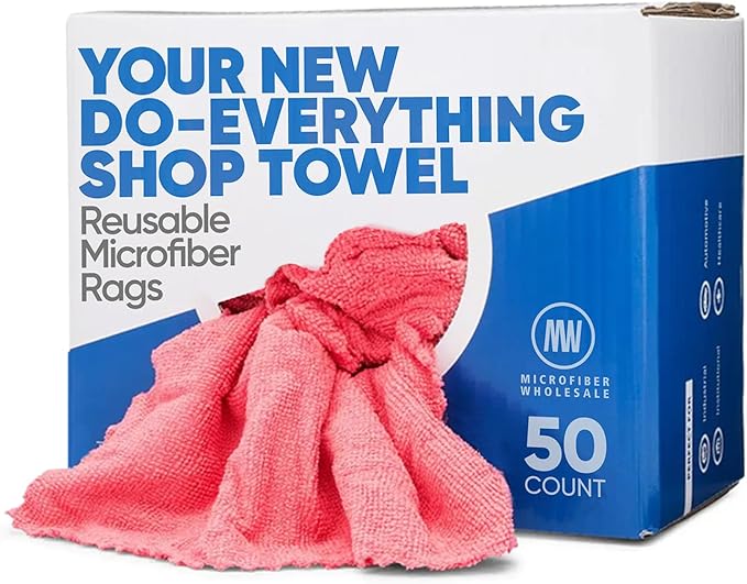 Microfiber Wholesale Microfiber Shop Towels | MWipes Reusable Red Shop Rags |