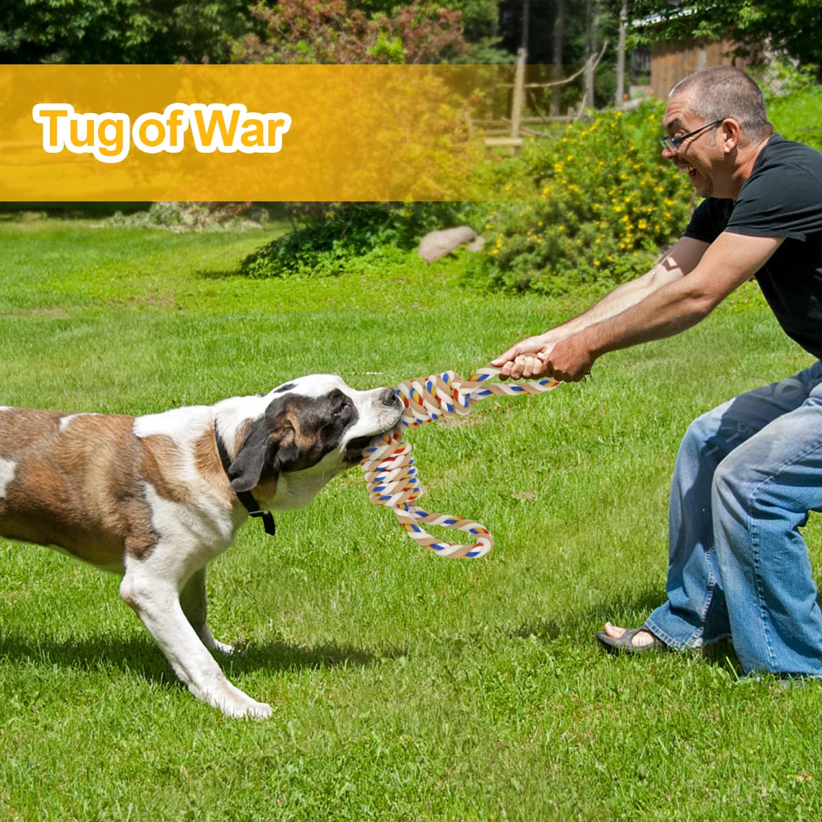 ETACCU Strong Dog Rope Toys for Large & Medium Dogs, 2 PCS Indestructible Rope Dog Toys for Aggressive Chewers, 100% Cotton Rope Dog Toys for Tug of War & Teeth Cleaning