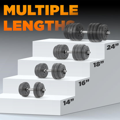 Yes4All Pair of Threaded Dumbbell Handles 18 inch with Collars, Chrome Grip, Fit 1” Plates, Weight Bar Connector