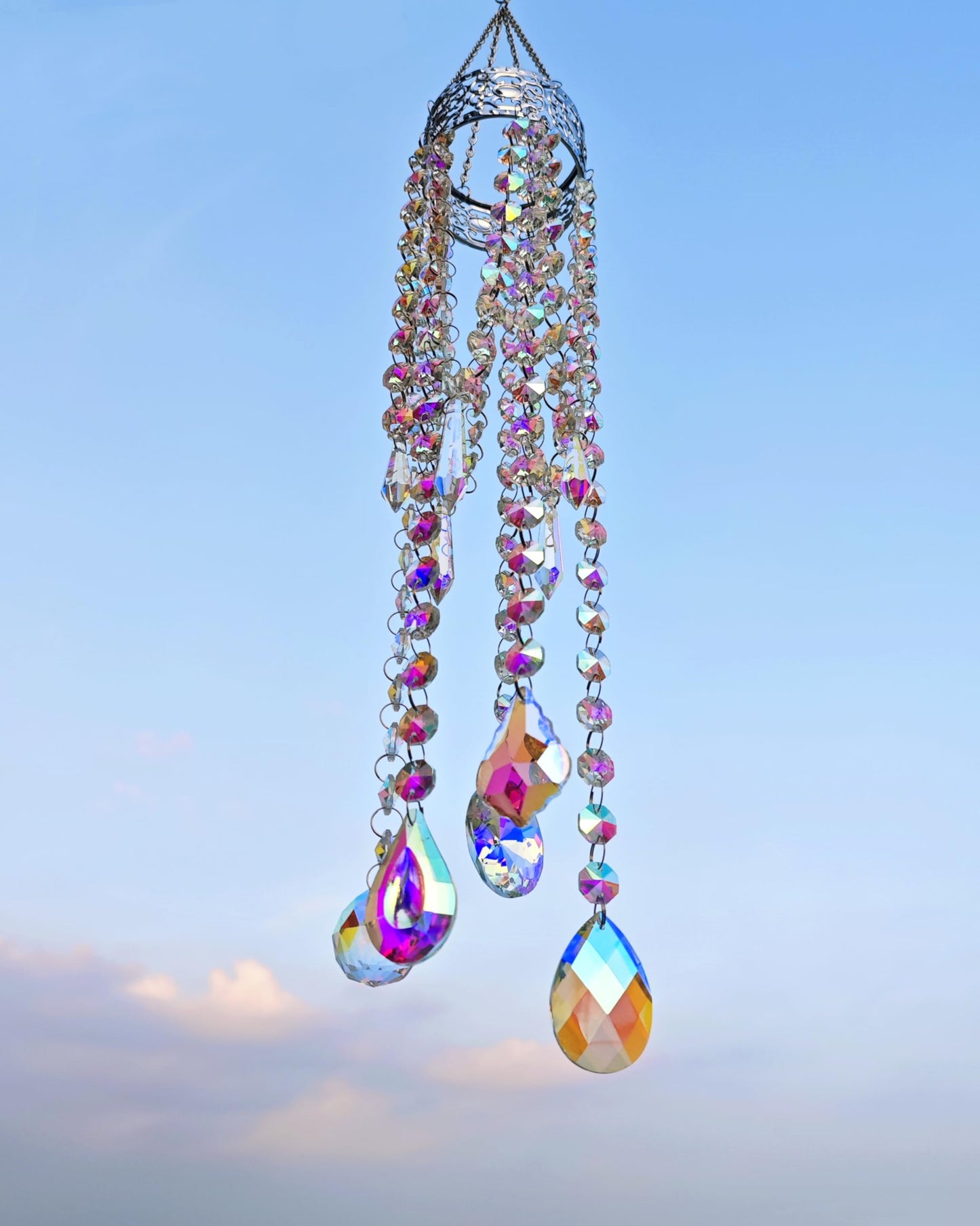 Brezalysia Crystal Chandelier Suncatchers for Indoor Windows Hanging Sparkly Decorations with Prism Beads Sun Catcher Rainbow Maker Home Decor