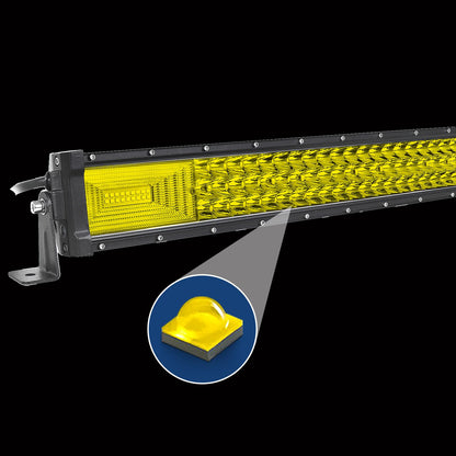 SKYWORLD Yellow 52 inch Straight Led Light Bar 675W Spot Flood Combo Off-Road Lights Bars Fog Lamp IP67 Waterproof Work Lights Bar for Trucks UTV ATV Boat Trailer Driving Lamp 4000K