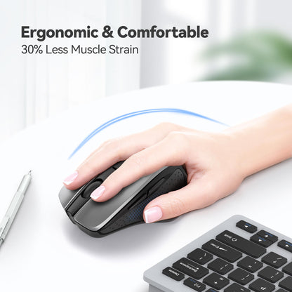 TECKNET Wireless Mouse, 2.4G Ergonomic Optical Mouse, Computer Mouse for Laptop, PC, Computer, Chromebook, Notebook, 6 Buttons, 24 Months Battery Life, 2600 DPI, 5 Adjustment Levels