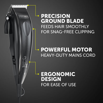 Wahl Performer Pet Clipper, Corded Dog Clippers, Full Coat Grooming Kit, High Carbon Steel Blades, Grooming Pets at Home, Powerful and Quiet, 4 Attachment Combs (3,6,9,13 mm)