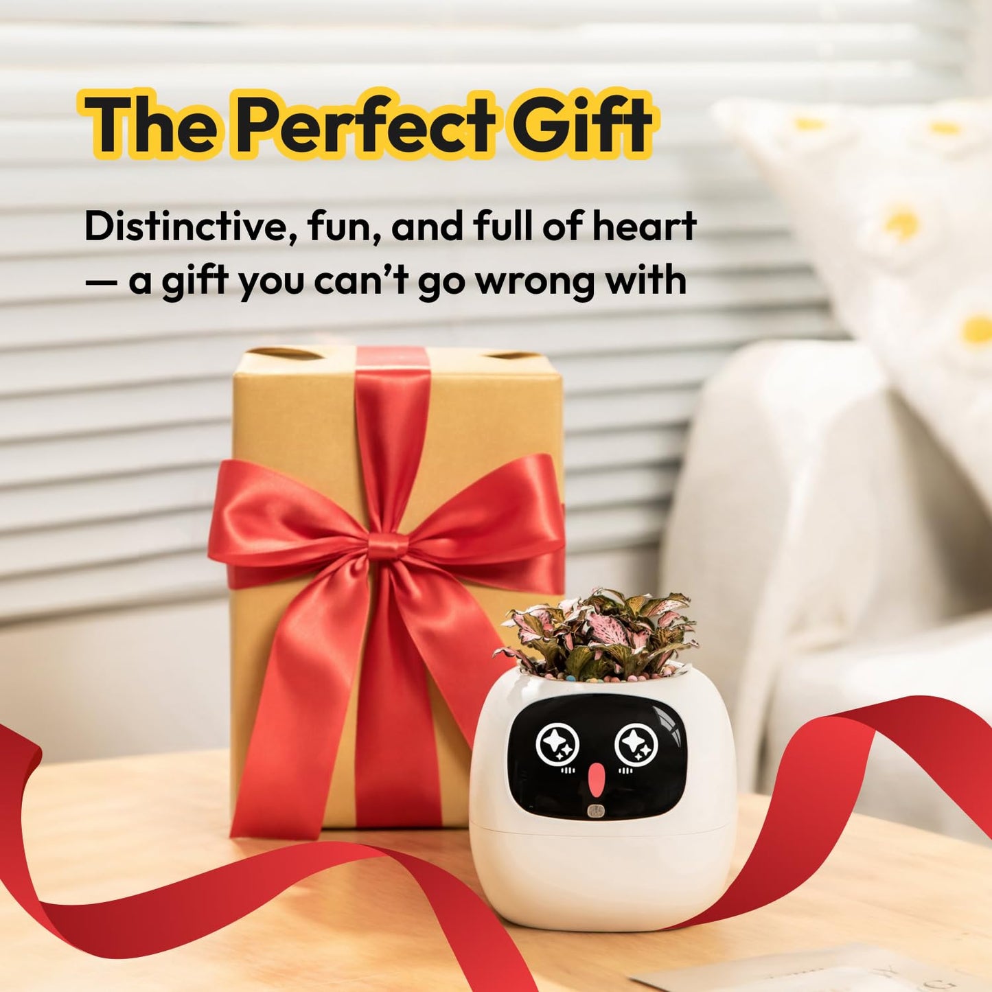 PLANTSIO Ivy Interactive AI Desk Companion, Smart Plant Pet with 100+ Expressions, Cute Indoor Planter for Office Decor, Unique Gift for Plant Lovers & Coworkers(Ivory)