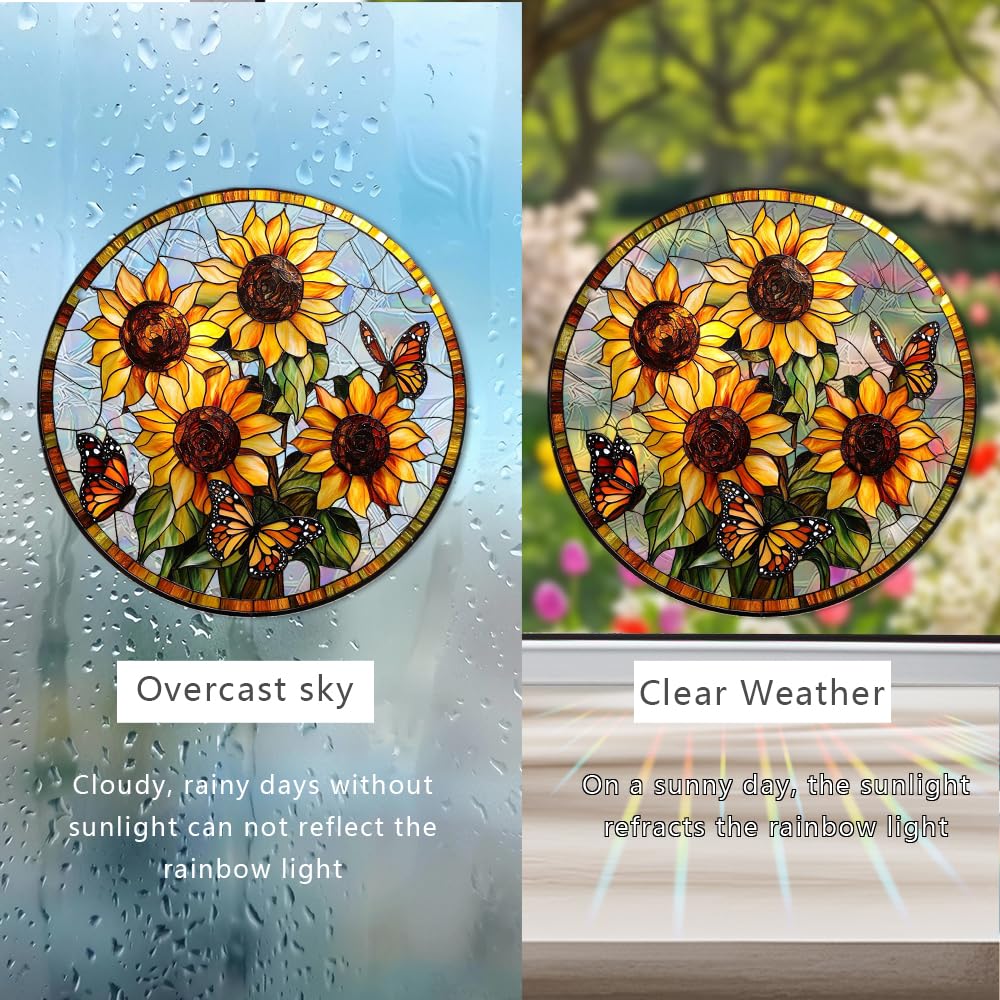 8 Inch Acrylic Window Hanging, Forget Me Not Flower Stained Glass Suncatcher, Window Decor, Plant Lover Gift for Women, Best Friend, Family, Colleague, Classmate (231)