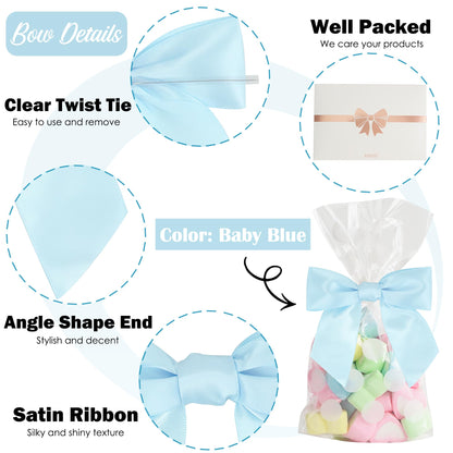 AIMUDI Blue Bows for Baby Shower 4.5" Pre-Tied Baby Blue Bows with Twist Ties Light Blue Ribbon Bows for Crafts Premade Bows for Gift Wrap Christmas Tree Wedding Decor Gender Reveal Party - 36 PCs
