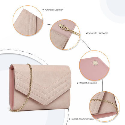 Miss Lulu Women's Clutch Evening Bag, Wedding Handbag with Detachable Chain Strap, Shoulder & Crossbody Option