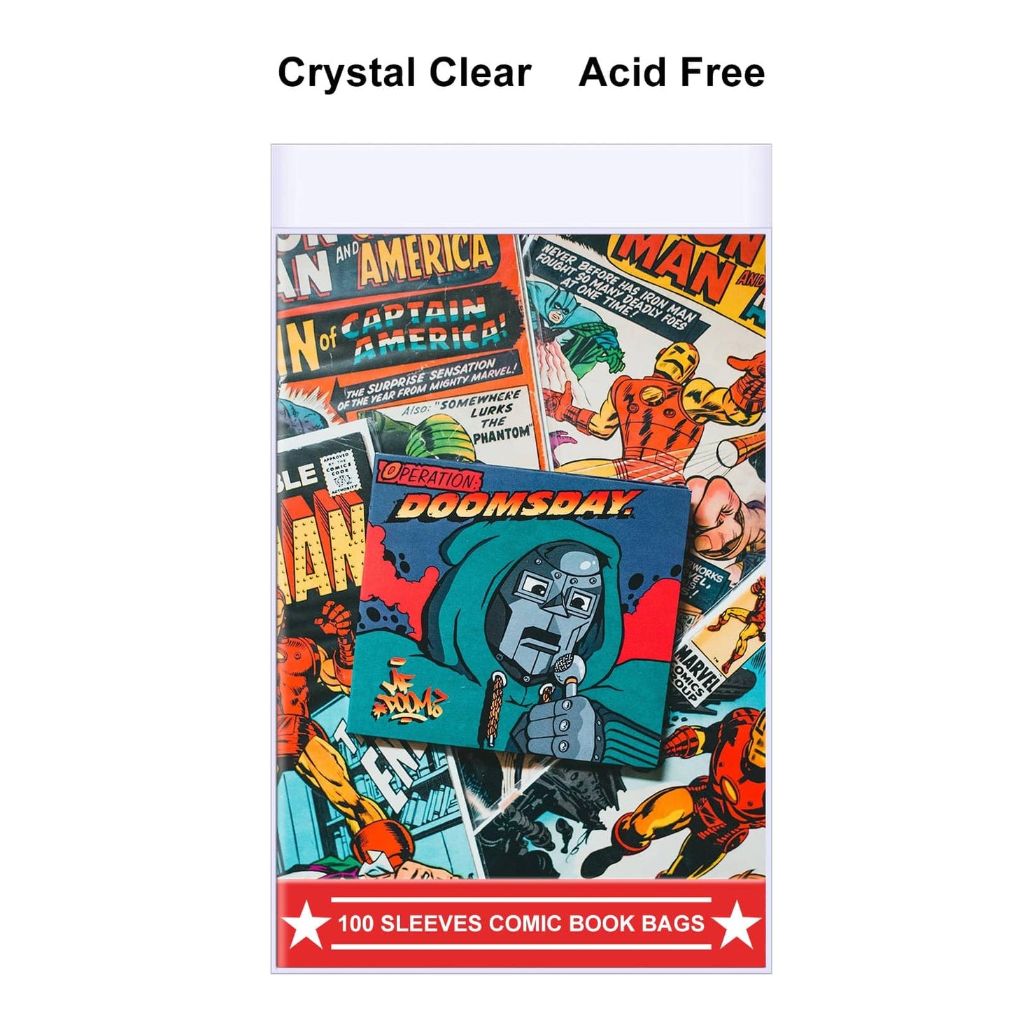 100ct Current Comic Bags and Boards - Reusable Boards, Bags 1 1/2" Flap, Clear Protector