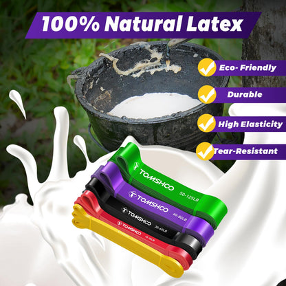 TOMSHOO 5Pcs Resistance Bands Pull Up Assistance Bands Workout Exercise Long Bands with Handles and Door Anchor Exercise Bands Resistance Bands Set for Men & Women Training