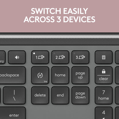 Logitech Signature Slim K950 Wireless Keyboard, Sleek Design, Switch Typing Between Devices, Quiet Typing, Bluetooth, Multi-OS, Windows, Mac, Chrome - Graphite