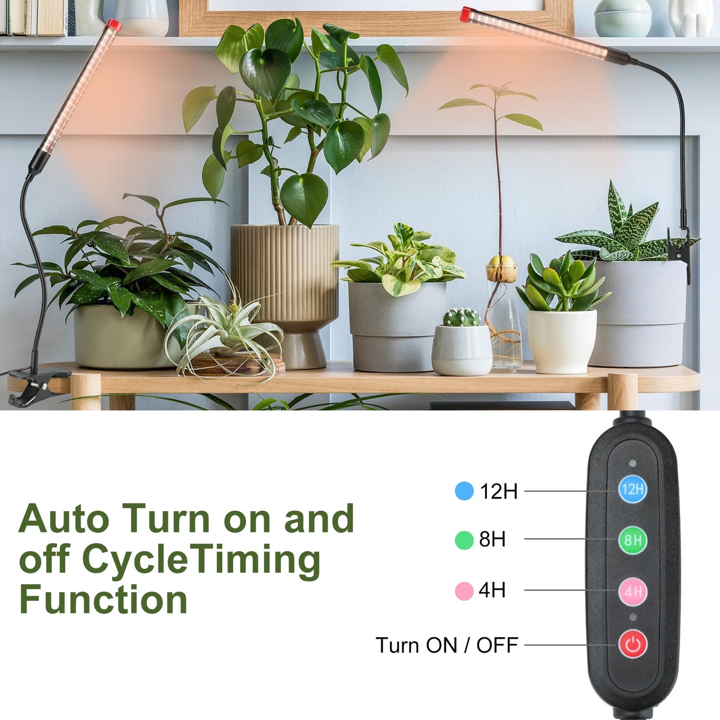 Game Changer! FECiDA 2026 3Pack 9 Watt Power Draw, NO Need Adapter, Clip Grow Lights for Small Indoor Plants, Bonsai, 4/8/12H Timer, Enough Bright Like Sun for Your Plants