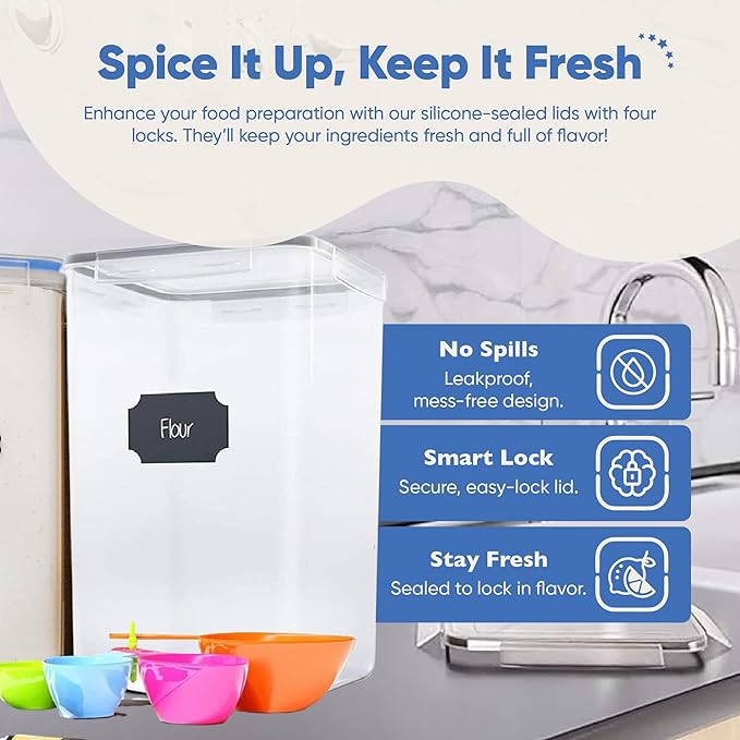 Chef's Path Extra Large Tall Airtight Food Storage Containers, Airtight Food