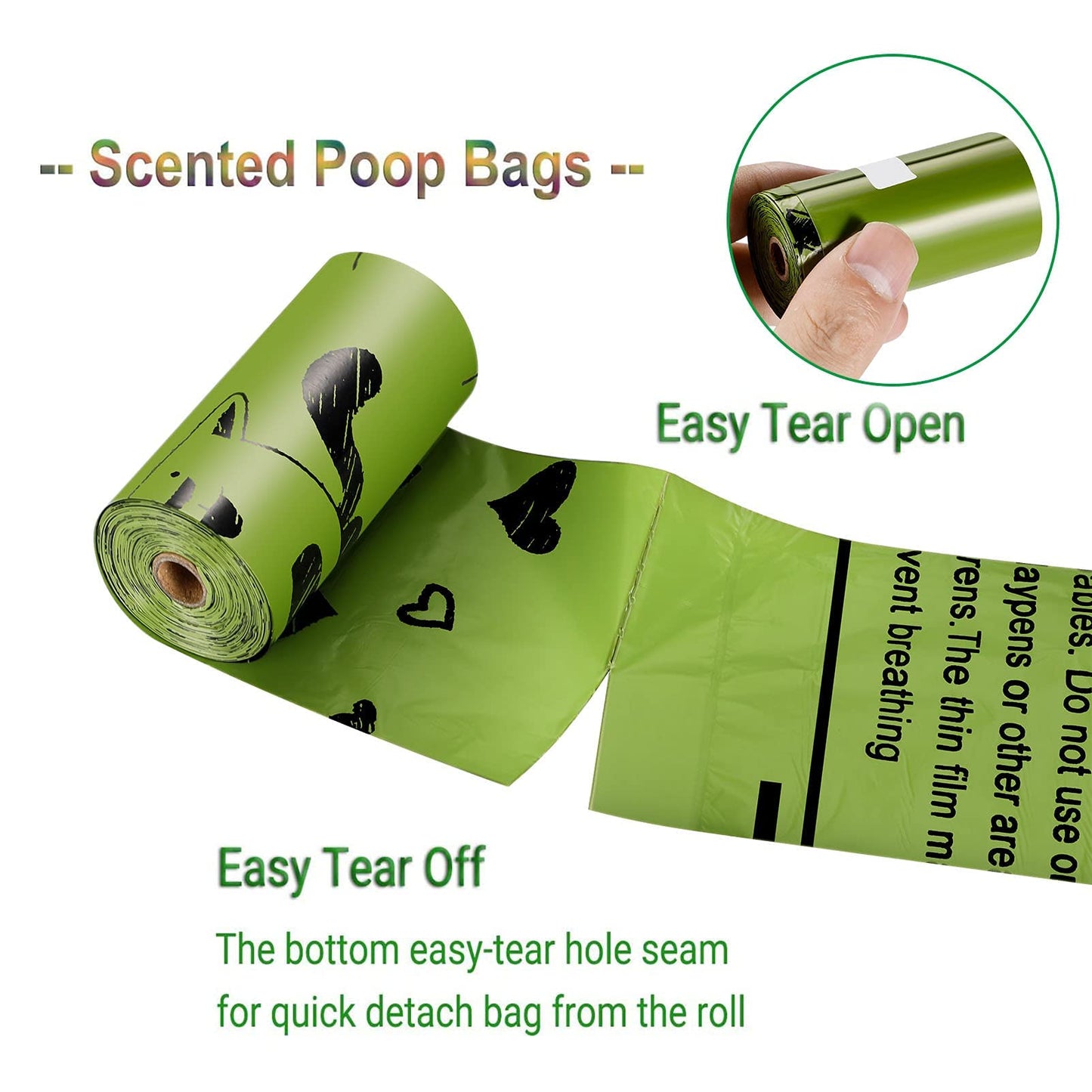 Dog Poo Bags - 540 Counts Biodegradable Poop Waste Bag Refill Rolls for Dogs include 1 Adjustable Dispenser | Scented