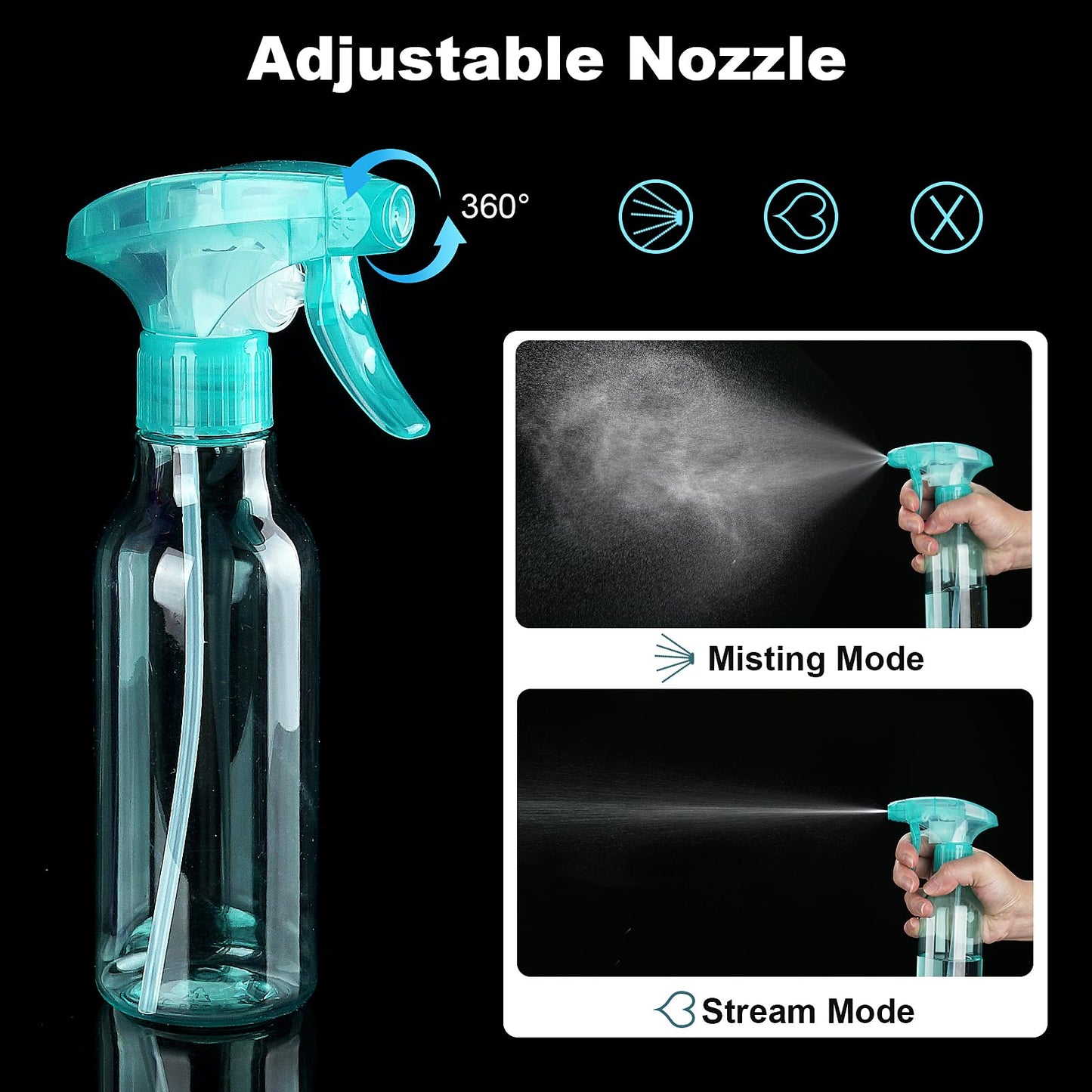Cosywell Plastic Spray Bottles 8.8oz/260ml 3 Pack Empty Spray Bottle for Cleaning Mist/Stream Heavy Duty Water Spraying Bottle for Cooking Hair Care Essential Oils(Clear)
