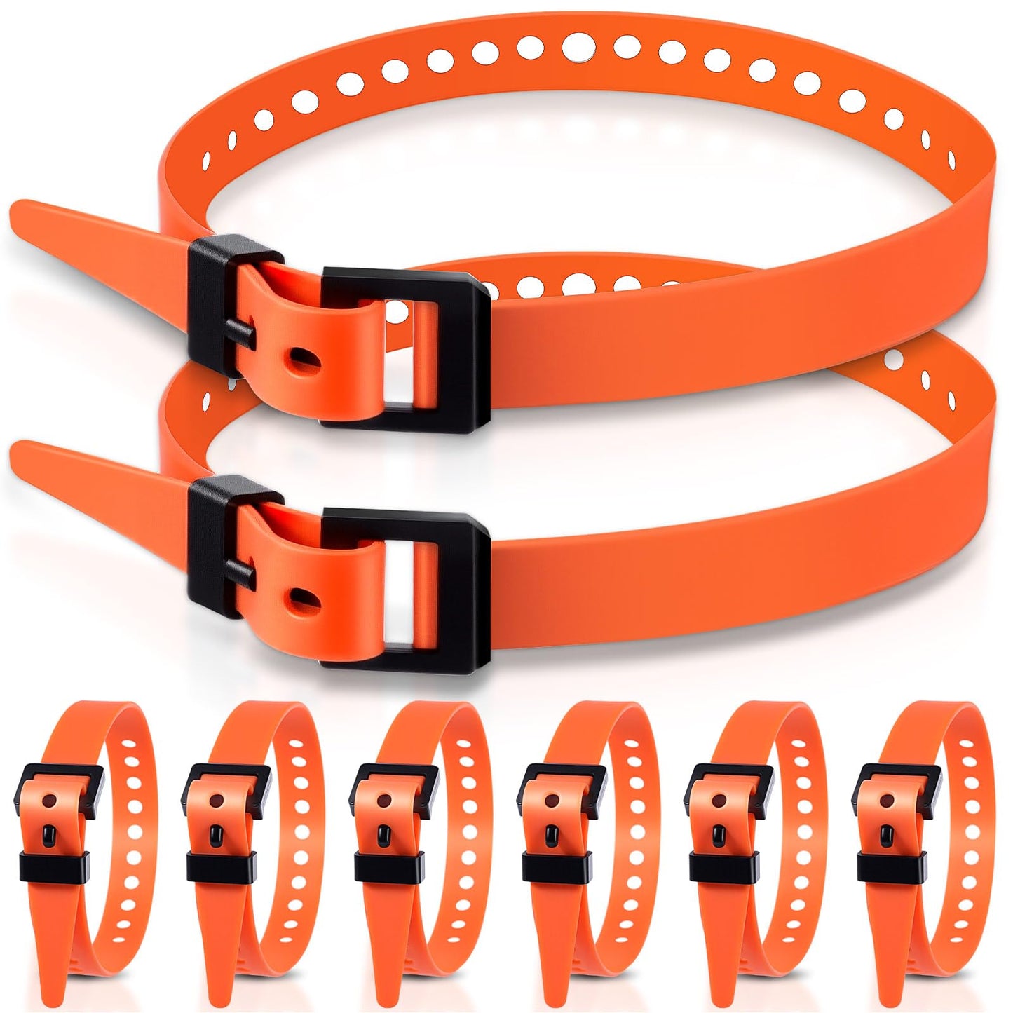 Blulu 8 Pack Reusable Industrial Straps 20" Length Reliable Tension Straps for Securing Bike Motor Gear -70 Lb. Working Load, Elastic Cable Ties for Welders Skis, Garden Hoses (Orange)