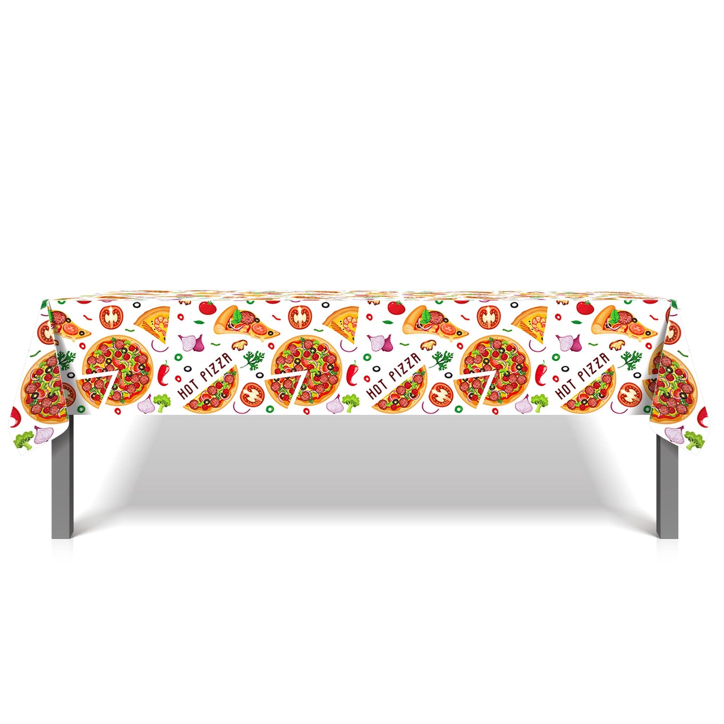 CC HOME 1 Pack Pizza Party Plastic Tablecloth 54 x 87 Inch Long Rectangular Table Cover for Buffet,Birthday Party Holiday Dinner,Picnic or Tablecloth for Kitchen Event Use