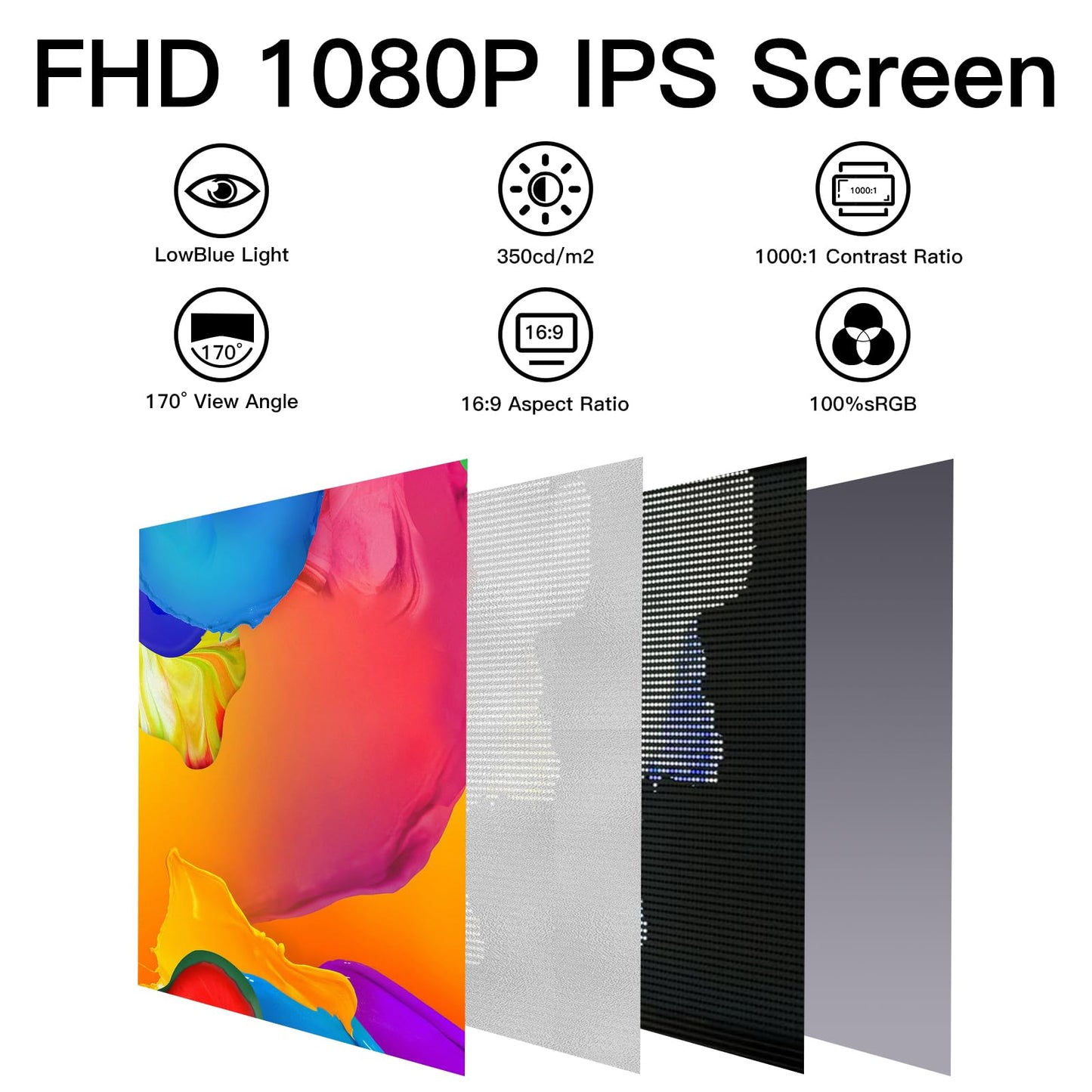 10.5''Portable Monitor for latop ,2K FHD 60HZ Laptop Monitor Screen,USB-C and HDMI Inputs, Ultra-Slim IPS Panel with HDR and Premium Smart Cover & Speakers for Laptop,PC,Phone,PS4/5,Switch,Mac,Xbox