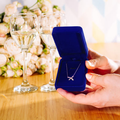 24 Pcs Necklace Pendant Box Velvet Jewelry Storage Display Case Ring Earring Pendant Jewelry Boxes Pearl Necklace Holder Gift Boxes for Christmas Wedding Engagement Birthday Anniversary(Royal Blue)
