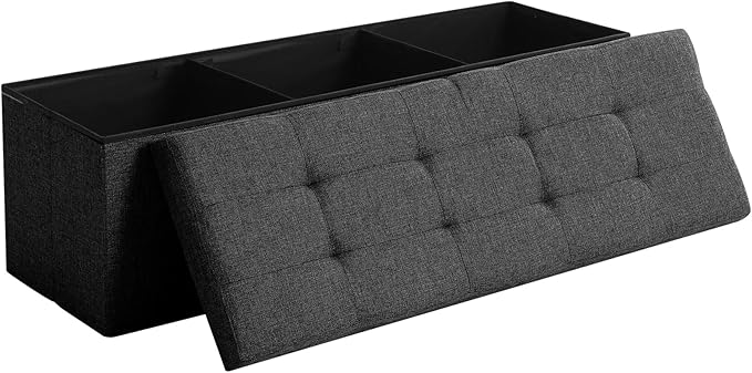 45.3 Inches Storage Ottoman Bench Foldable Seat Footrest Shoe Bench End of Bed