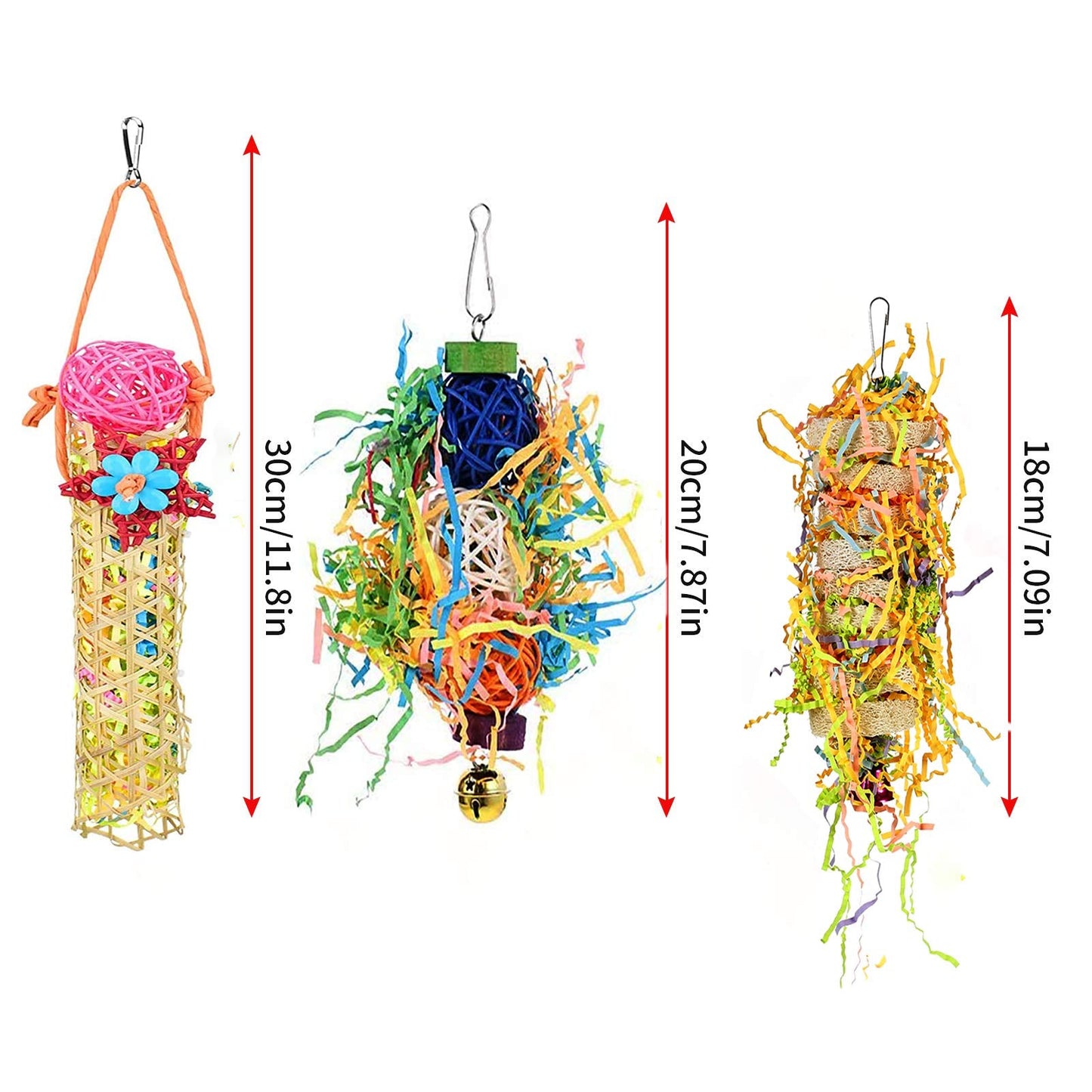 Heyu-Lotus 5 Pack Bird Shredding Toys Bird Parrots Chewing Hanging Toys Parrot Cage Shredder Toys Bird Cage Accessories for Small Parakeets, Cockatiels, Budgies, Conures, Love Birds, Finches