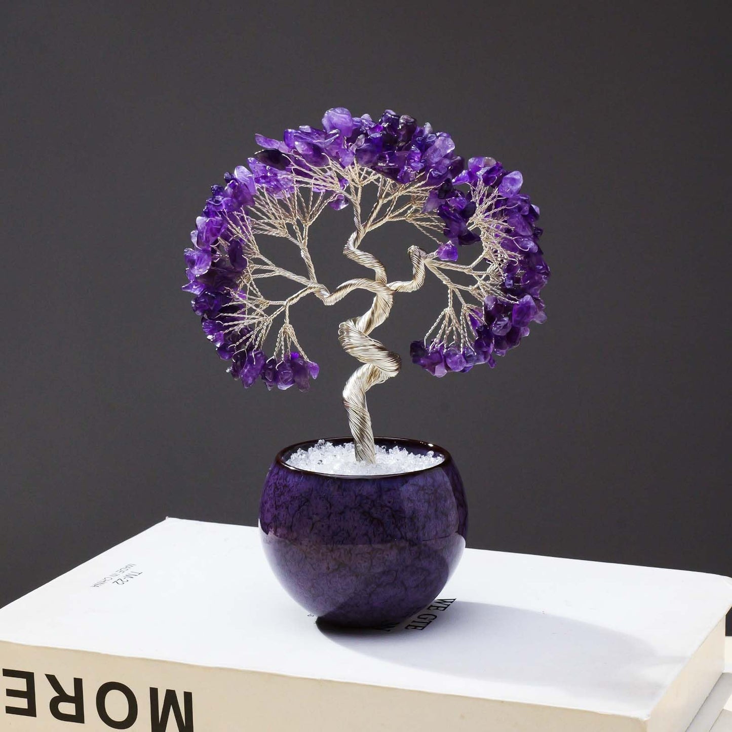 Runyangshi Amethyst Crystal Tree of Life - 7in Chakra Crystal Money Tree with 297 Natural Healing Crystal Gemstone for Feng Shui, Luck, Balancing Energy Home Decor & Spiritual Gift