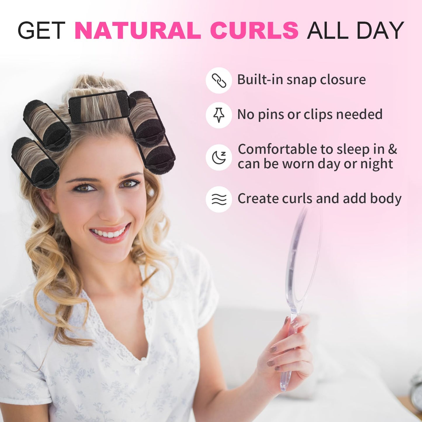 36 Pieces Foam Sponge Hair Rollers - Soft Sleeping Flexible Styling Curlers for Hair Styling (Pink)