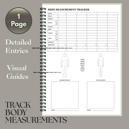 Workout Journal for Men & Women – Fitness Journal & Workout Logbook, Gym Fitness Planner with 52 Weeks of Tracking, Exercise Log Book for Weight Loss & Training – Hard-Cover Spiral Binding – Green