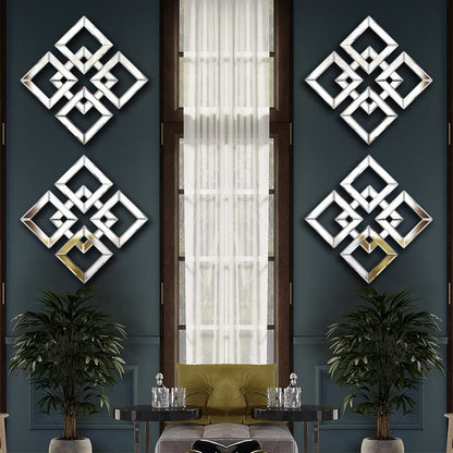 QMDECOR Square Mirrored Wall Decor Decorative Mirror 12x12 inches Modern Fashion DIY Silver Wall-Mounted Mirrors