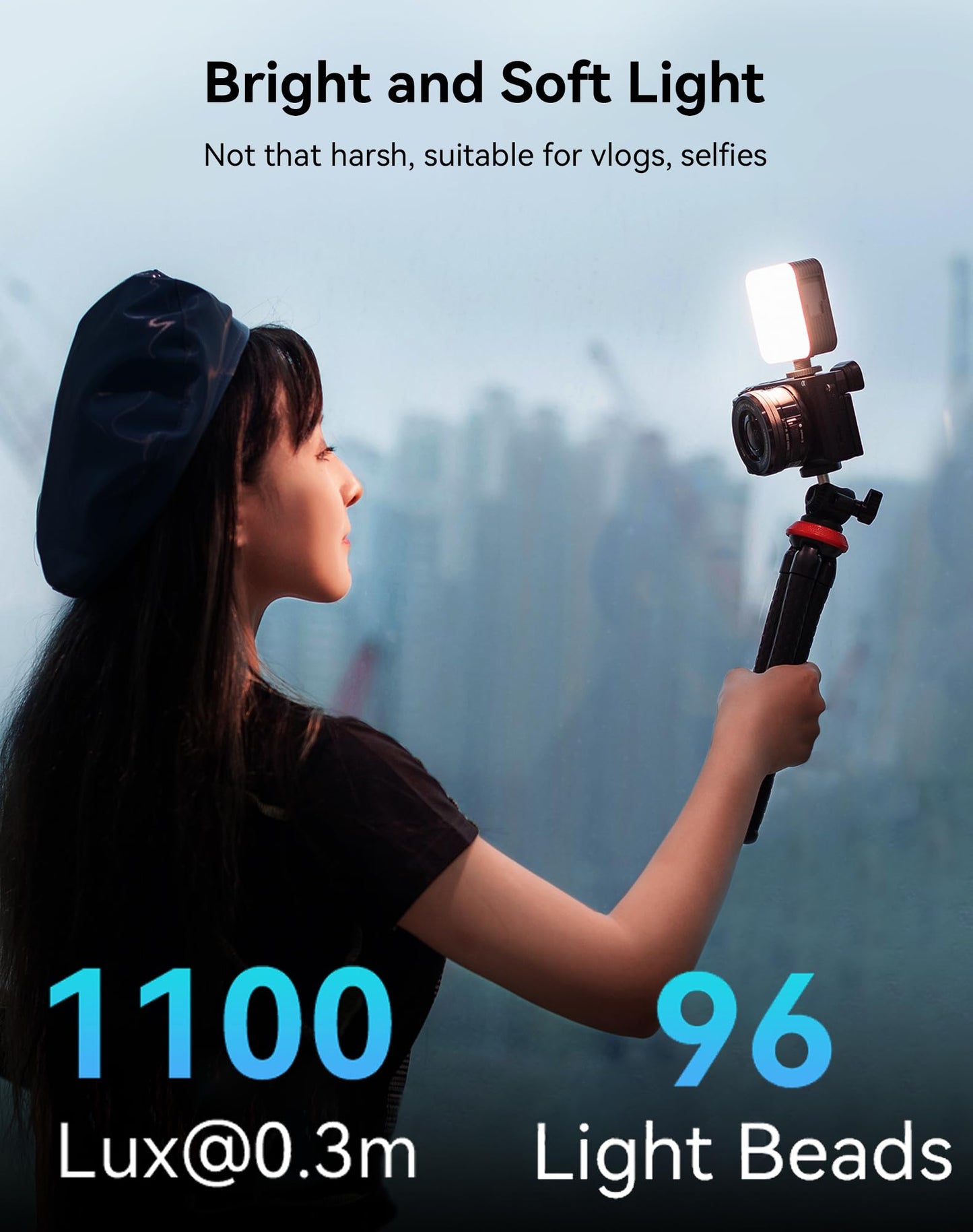 SmallRig P96 LED Video Light, Portable Camera Lights, 96 LED Beads for Photography Video Lighting, Rechargeable 2200mAh CRI 95+ 2700-6500K w 3 Cold Shoe