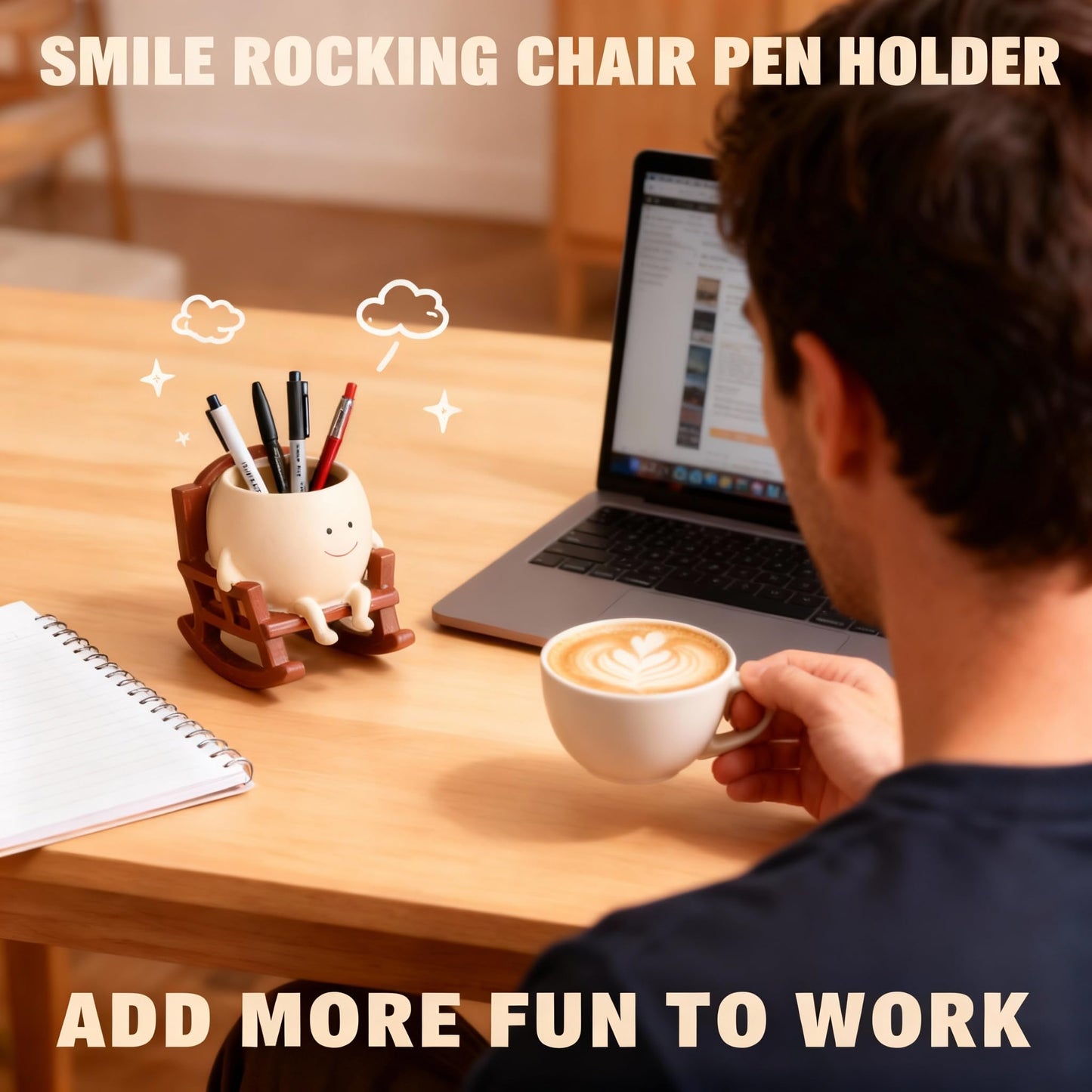 FURUBETA 4 Inch Rocking Chair Smiley Face Planter Pots with Drainage Hole, Resin Pot for Succulents, Cute Spring Indoor Outdoor Garden Decor, Unique for Plant Lovers