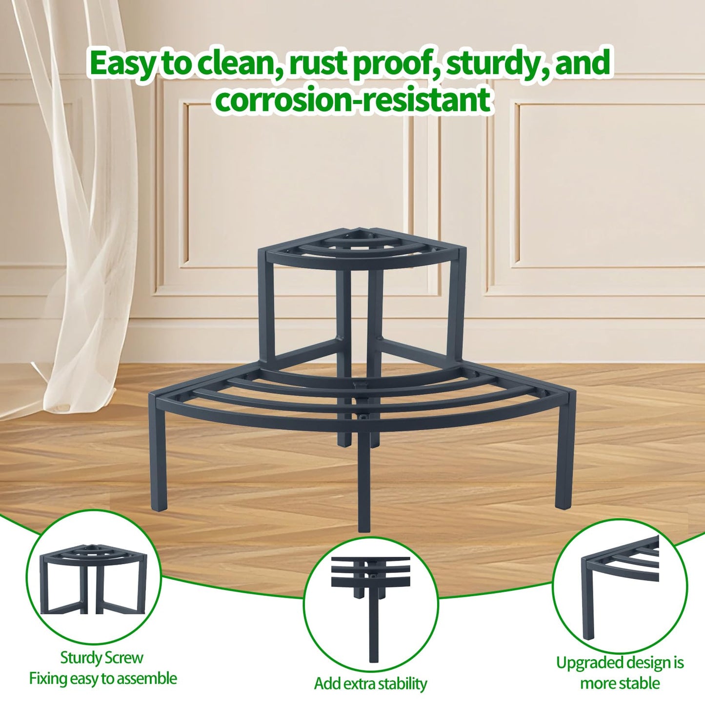 DHYGOTFUR Aluminum 2-Tier Plant Stand Lightweight, Sturdy, and Rust-Free Corner Shelf Ladder Rack Perfect for Indoor and Outdoor Greenery Display
