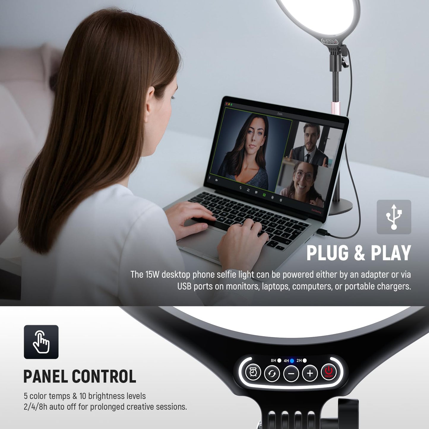 NEEWER Basics 7" Desk Ring Light for Video Recording, 10W Dimmable Full Screen Key Lighting with Stand&Phone Holder for iPhone Computer Laptop Vlog Live Streaming Video Conference, R06