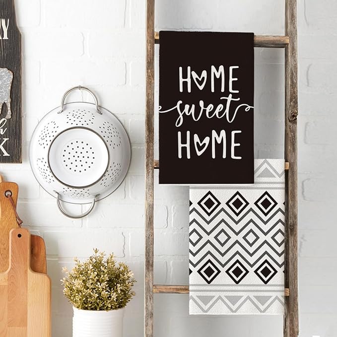Artoid Mode Black Stripes Home Sweet Home Boho Halloween Kitchen Towels Dish