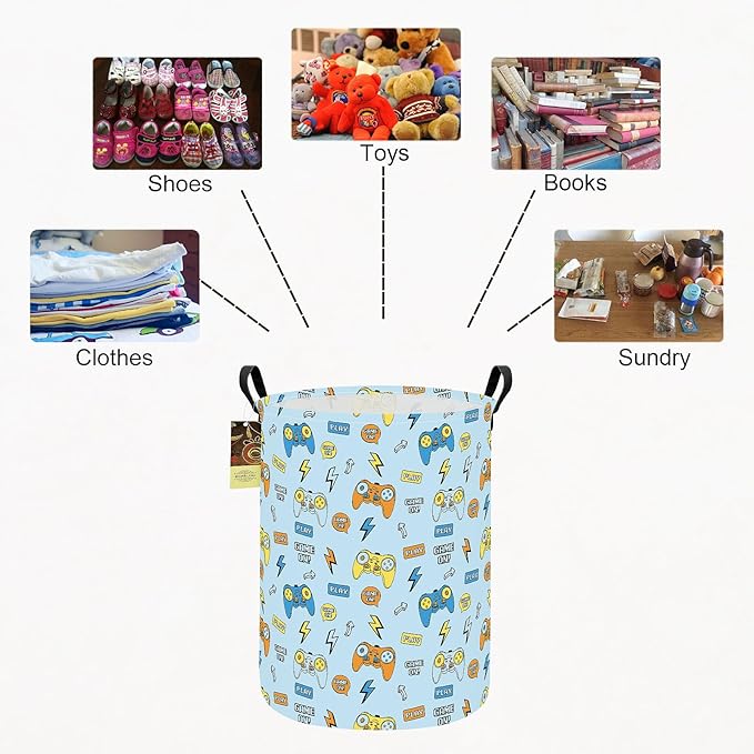 HUNRUNG Laundry Hamper, Large Canvas Fabric Lightweight Storage Basket Toy