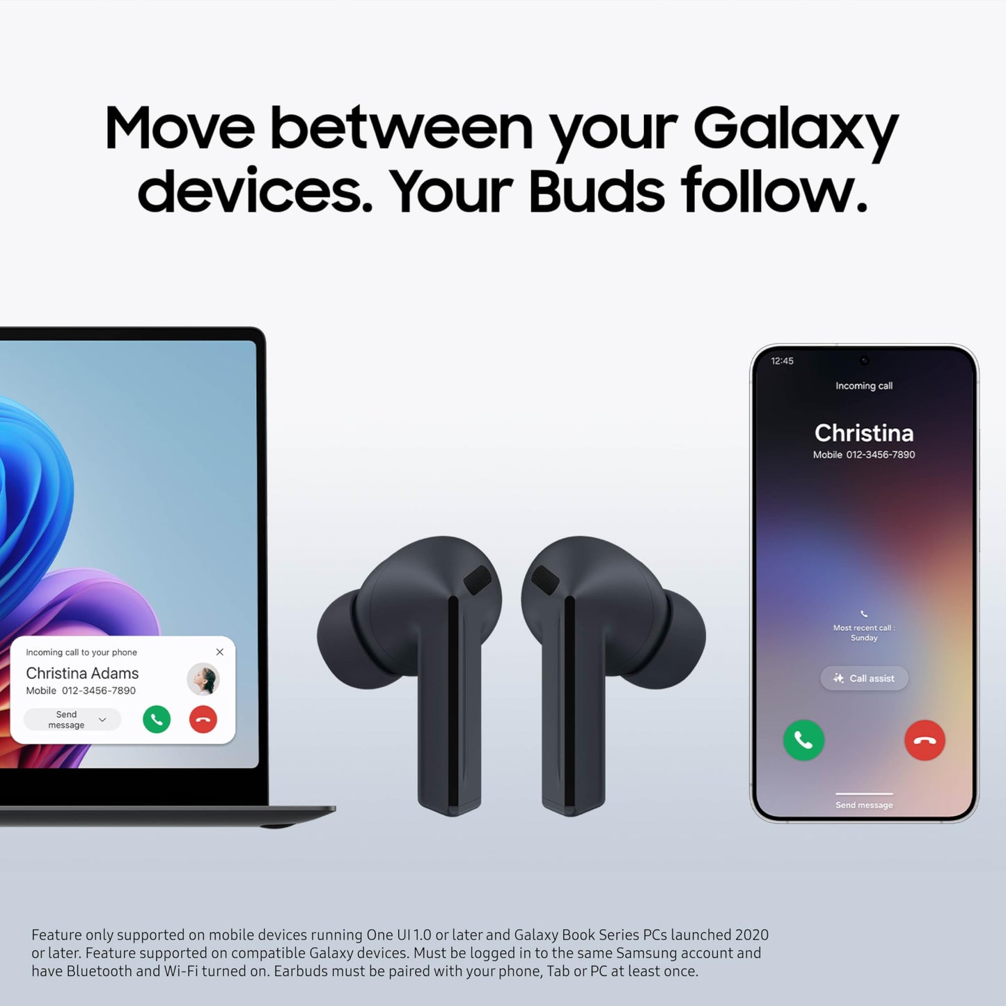 SAMSUNG Galaxy Buds 3 FE (2025) True Wireless Bluetooth Earbuds, Active Noise Cancellation, Powerful Sound, Clear Calls, Long Lasting Battery, Hands Free AI, Gray [US Version, 2 Year Warranty]