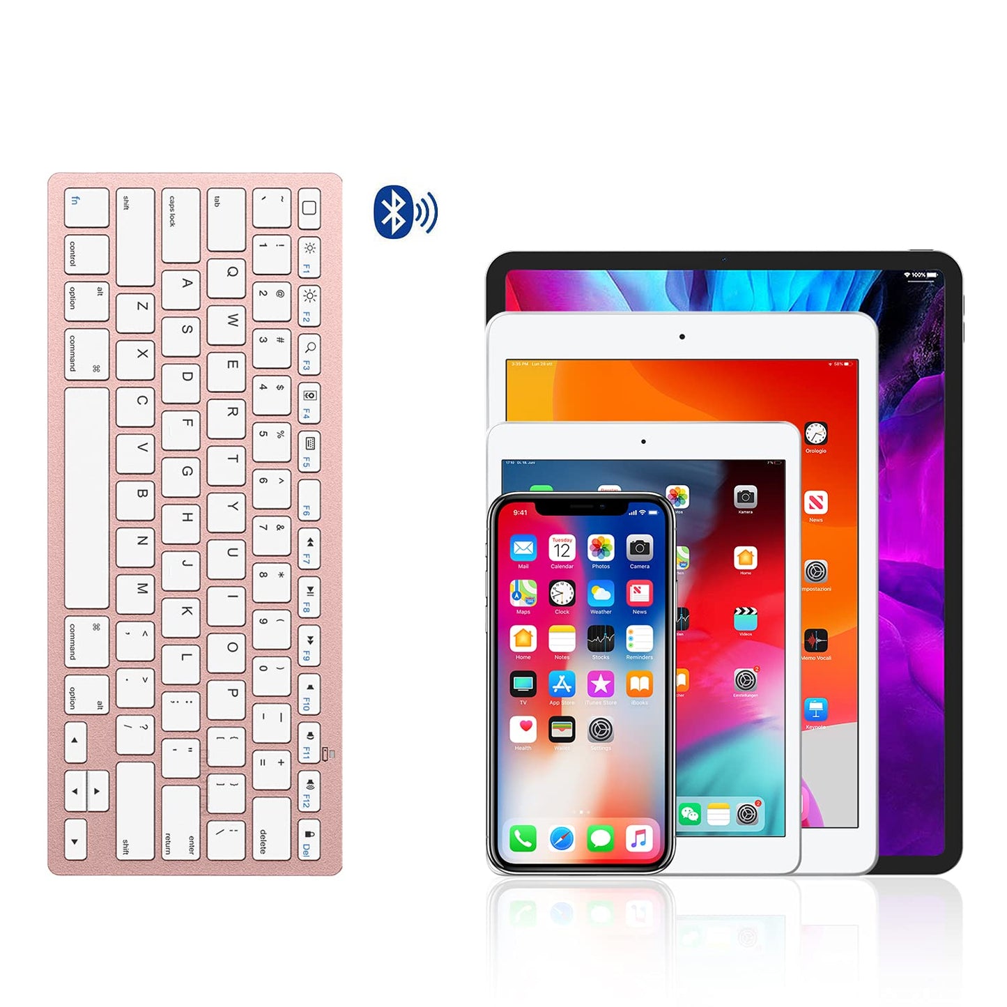 OMOTON Bluetooth Keyboard Compatible with iPad 10th Generation, iPad 10.2 (9th/8th/7th), iPad Pro 13/12.9/11 inch, iPad Air/Mini and More iOS Devices, White