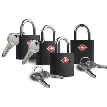 UP Security TSA Locks for Luggage with Keys, Travel Luggage Locks TSA Approved 4 Pack, Small Padlock with Key, Keyed Alike Mini Padlock for Suitcase, Backpack, Bag, Zipper, Case, Box, Small Locker