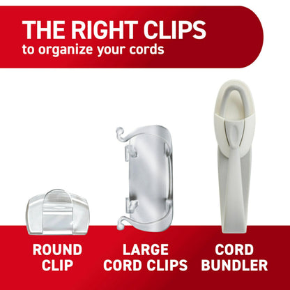 Command Round Cord Clips, Damage Free Hanging Cable Clips, No Tools Wall Clips for Hanging Electrical Cables, 13 Clear Cord Clips and 16 Command Strips