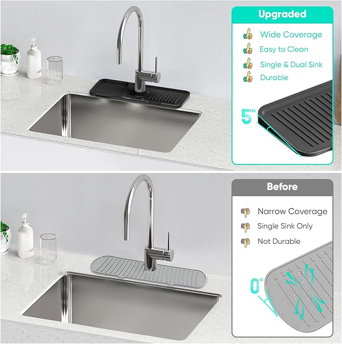 14.6'' Faucet Mat for Kitchen Sink Kitchen Sink Splash Guard Silicone Kitchen